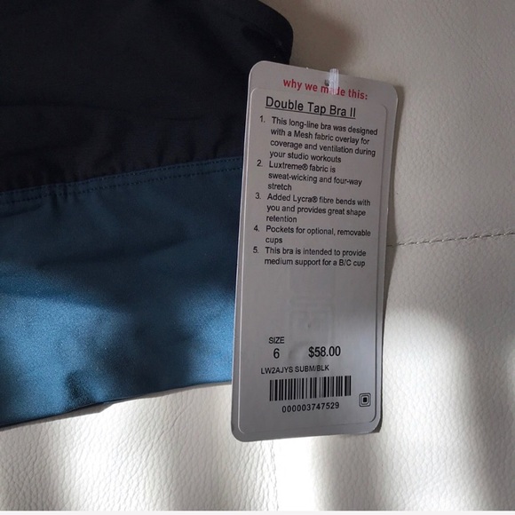 NWT SUBMARINE LULULEMON DOUBLE TAP BRA - size 8 - Picture 3 of 8